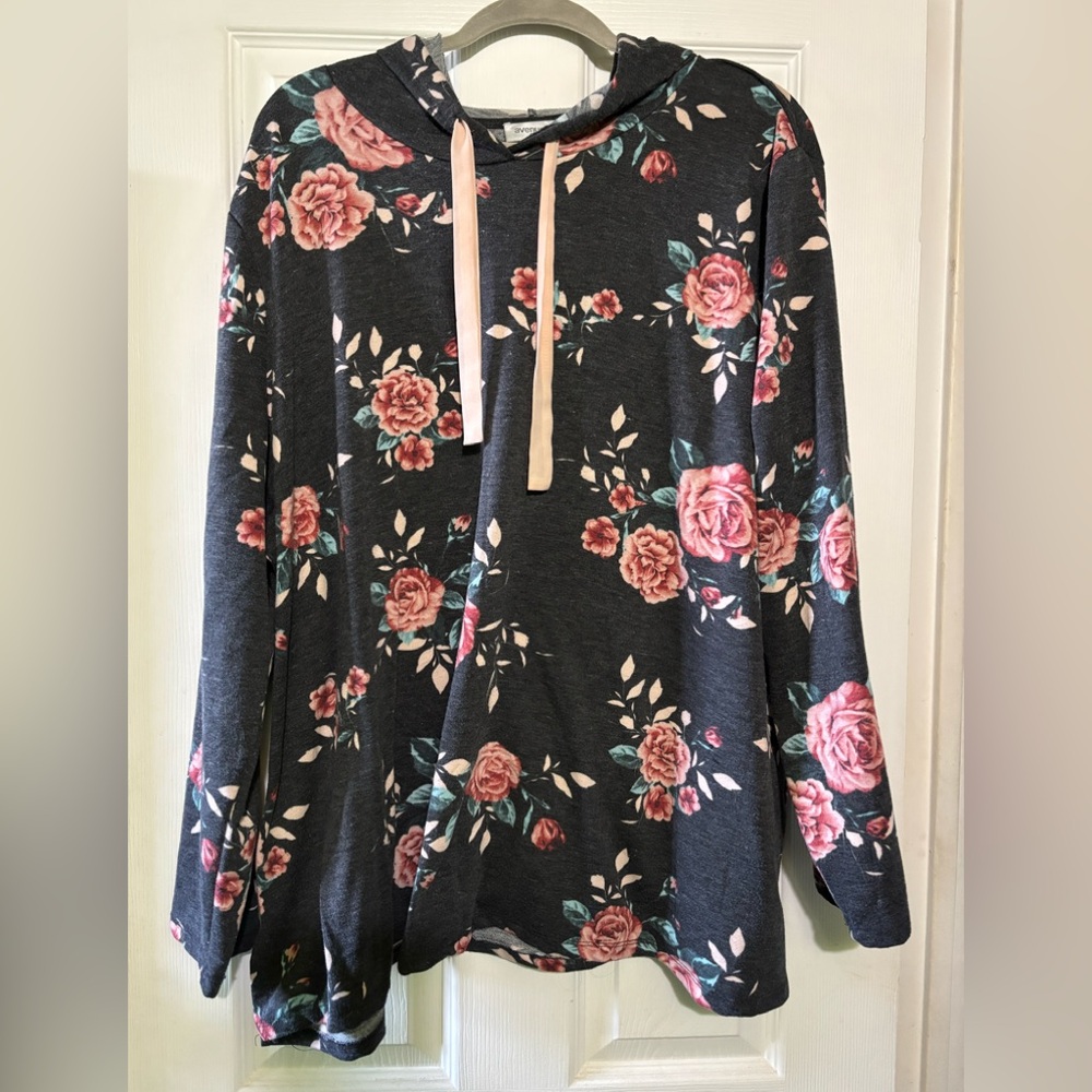Avenue Dark Gray Hooded Short with Pink Rose Accents